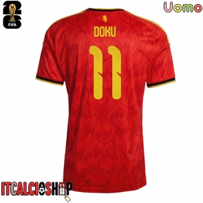 Belgio Jeremy Doku #11 Prima Maglia Mondiali 2026 Manica Corta